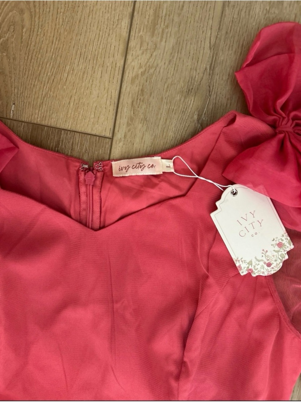Ivy Citi co. Serine Dress, Size L, Color like Salmon or Pink, New With Tag. - Picture 9 of 12